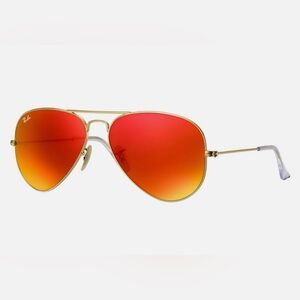 Ray-Ban Gold and Red Aviator Sunglasses